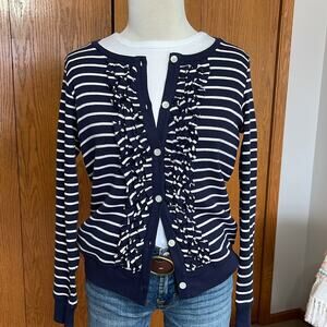 Pendleton Navy/White Lightweight Striped Cardigan Size S